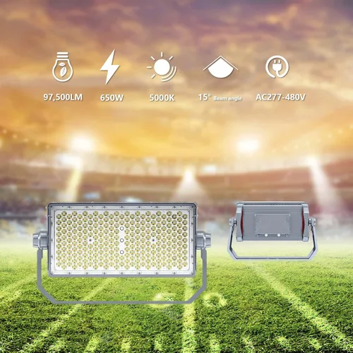 Vista 2 de Luz de inundación del estadio de 650W LED, 975000 lúmenes deportes al aire libre luz 277-480V IP66 impermeable 5000K luz diurna 0-10V atenuación