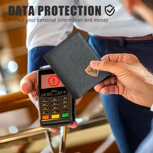 Vista 3 de Handadsume Genuino caballo loco cuero viaje regalo moneda bolsillo tarjeta caso largo organizador cadena Rfid monedero con broche para hombres