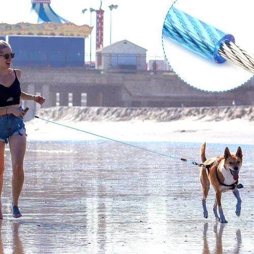 Vista 7 de BAAPET Correa de perro a prueba de mordidas de 5 pies con cable de acero recubierto y correas de perro con mango acolchado suave para perros