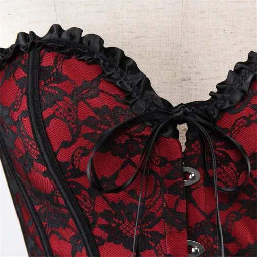 Vista 4 de Zhitunemi - Corsés para disfraz de vampiro para mujer Corsé floral para mujer, trajes de Moulin, burlesque