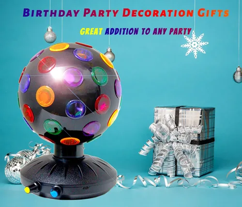 Vista 6 de Proyector de luz nocturna LED de bola de discoteca giratoria de 360°, lámpara ajustable de brillo para fiestas, iluminación, Halloween, Navidad