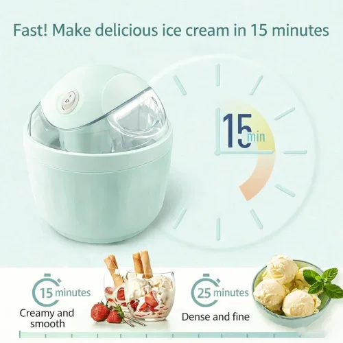 Vista 4 de Pequeña máquina para hacer helados, hace una sola porción de gelato, yogur congelado, sorbete y más postres de bricolaje con un solo toque en solo