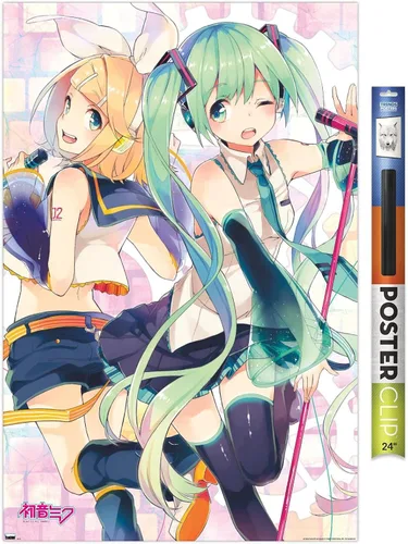 Vista 13 de Trends International Hatsune Miku - Póster de pared dúo, 22.4 pulgadas de largo x 14.7 W, versión enmarcada en madera de granero Versión enmarcada