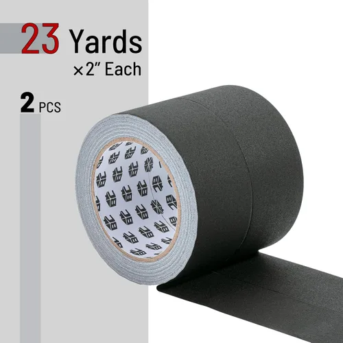 Vista 2 de Bates Cinta de Gaffing de 2 pulgadas x 23 yardas, paquete de 2 unidades - Negro, Cinta Multiusos para Suelo y Cable