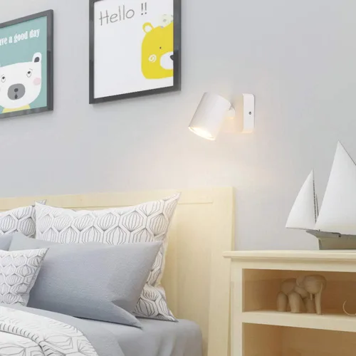 Vista 5 de Lámpara de pared de lectura de mesita de noche, lámpara de techo LED para interiores, aplique de pared ajustable giratorio blanco GU10..