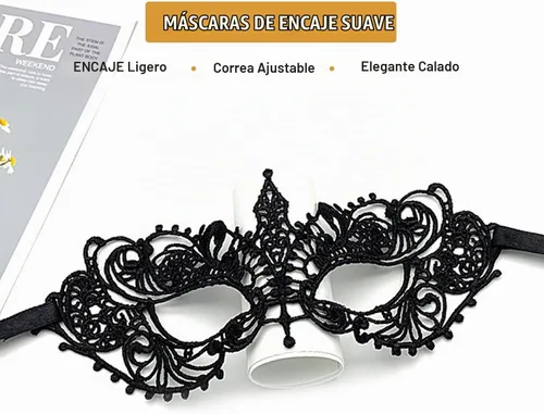 Vista 2 de Máscara de mascarada para mujer, de encaje, veneciana, de Halloween, para fiesta, disfraces, Mardi Gras, carnaval, cosplay