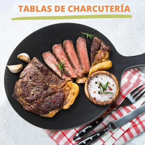 Vista 6 de Geetery 2 tablas de cortar redondas negras para charcutería, 11.6 pulgadas