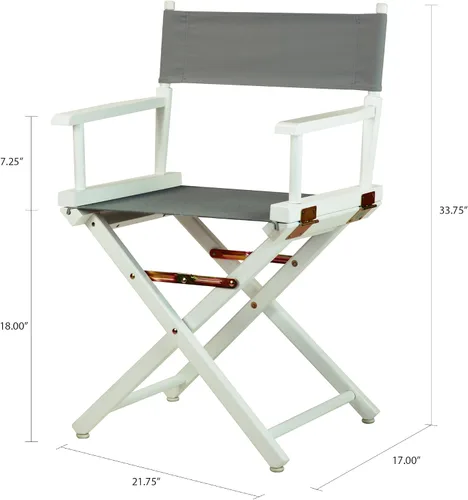 Vista 3 de Casual Home - Silla de director de 18.0 in, marco blanco con lona gris