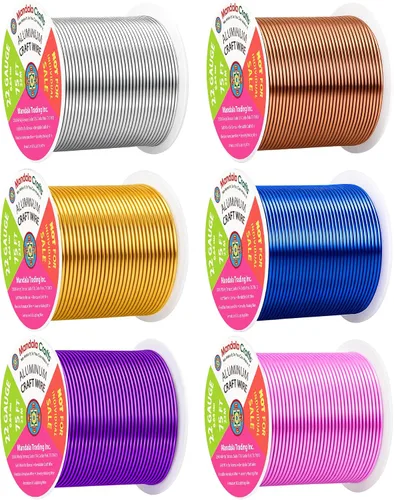 Vista 118 de Mandala Crafts - Alambre de aluminio anodizado de calibre 22 para hacer joyas - 137.2 m de alambre flexible surtido y coloreado - Doble para bonsái