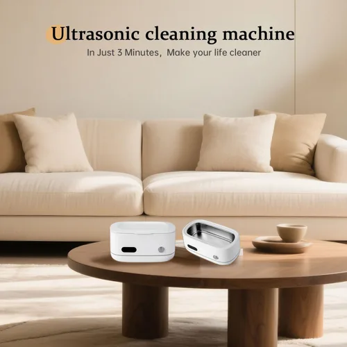 Vista 7 de Potente limpiador ultrasónico para joyas, anteojos, relojes y cepillos, tanque de acero inoxidable de 12.8 fl oz, diseño portátil, limpieza rápida
