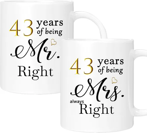 Vista 50 de Juego de 2 tazas de café para el 10º aniversario, regalos de boda para parejas, padres, hombres, mujeres, marido, esposa, él, ella, caja de regalo