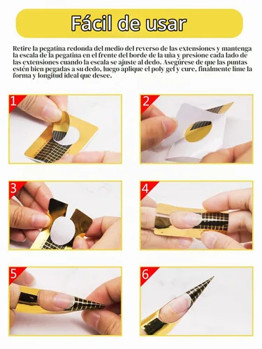 Vista 3 de 200 piezas de formas de uñas para uñas acrílicas, formas de uñas acrílicas rectangulares, guía de formularios de extensión de uñas para poligel