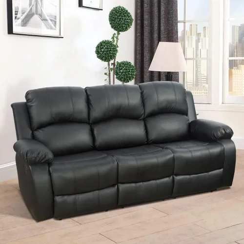 Vista 46 de Juego de muebles de sala de estar, juego de sofá reclinable de cuero, sofá reclinable y sofá biplaza, juego de sofá de cuero beige, juego de muebles