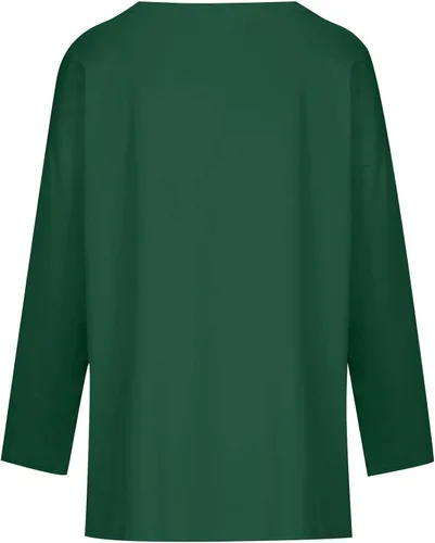 Vista 4 de Fragarn Camisetas con cuello en V para mujer color liso sueltas manga larga cuello en V cuello en V