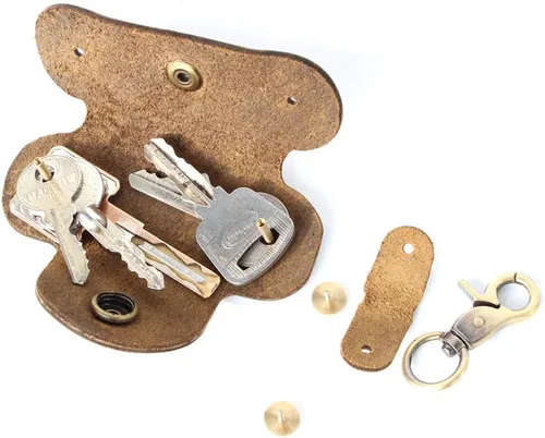 Vista 11 de Handmade Thick Cowhide Hook Small Key Bag Keycases key organizer Vintage
