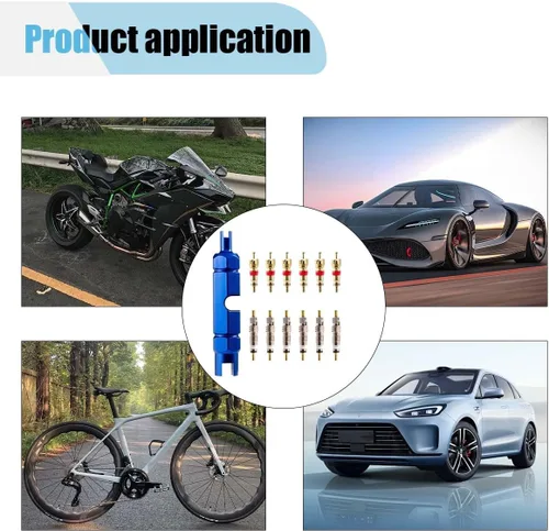 Vista 5 de Kit de herramientas de extracción de núcleo de válvula de bicicleta para válvula Presta y Schrader, herramienta de ajuste de reparación de núcleo