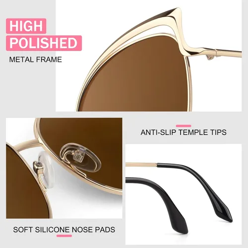 Vista 3 de GQUEEN Trendy Oversized Sunglasses for Women Polarized Cat Eye Cute UV400 Protection