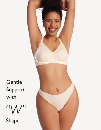 Vista 3 de COMFELIE Sujetador sin costuras para mujer, brasier ultra cómodo, cuello en V, ajustable, invisible, bralette YN25