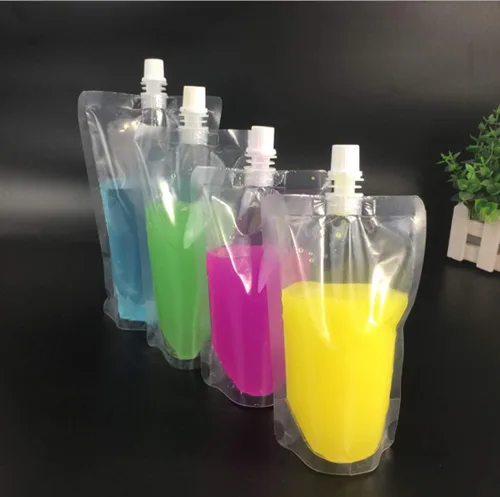 Vista 4 de 50 bolsas de bebidas, contenedor transparente para bolsas de batidos, bolsa de mano resistente a fugas y sellable, 8.4 onzas para botellas
