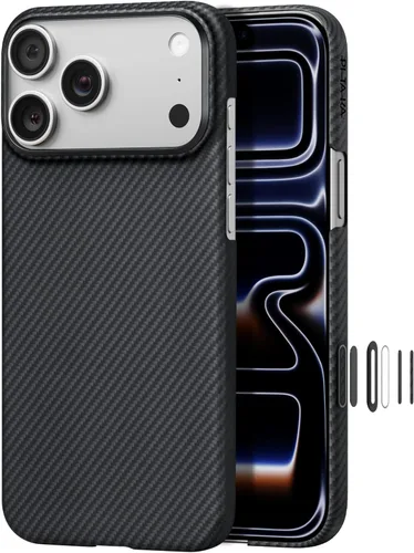Vista 36 de pitaka Funda para iPhone Pro de 6.3" con sensación sin funda, azul abismo Abyss Blue (Argyle)