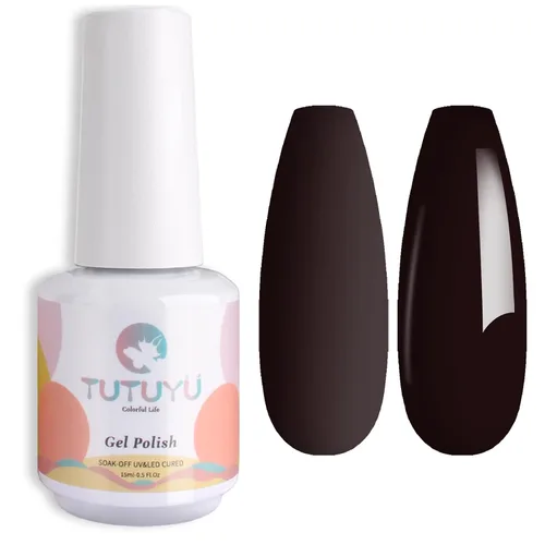Vista 2 de Esmalte de uñas de gel marrón chocolate, 0.5 onzas líquidas, UV/LED, para otoño e invierno, colores oscuros, negro, café, kit de esmalte en gel