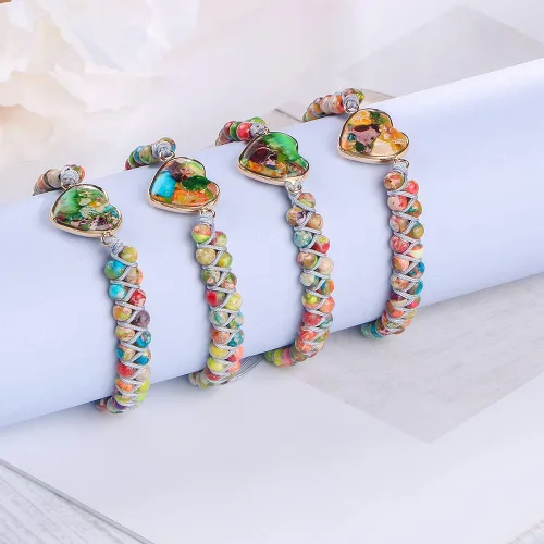 Vista 7 de MOOGEEN Pulsera de piedra natural para mujeres, adolescentes, niñas, regalos para mejor amiga, hermana, mamá, hija, nieta, bohemia, hecha a mano