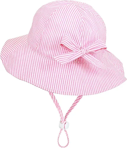 Vista 14 de Toddler Kids Baby Girl Sun Hat Floppy Cotton Summer Hat 50+ SPF Protective 04/Flor/Blanco