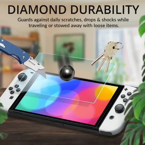 Vista 5 de Orzly VR - Protector de pantalla de cristal templado para Nintendo Switch