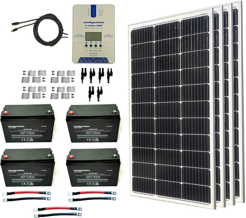 Vista 9 de WindyNation Kit de panel solar monocristalino de 400 vatios con controlador de carga solar TrakMax MPPT 40A + kit de medidor remoto