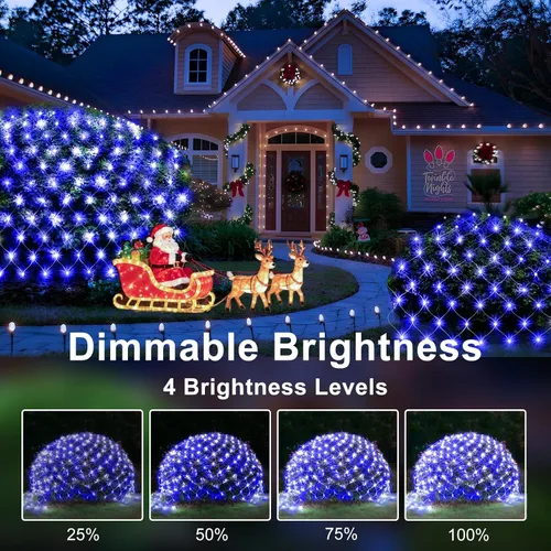 Vista 7 de KNONEW Red de luces de Navidad de 420 luces LED de 13 pies x 6.6 pies, luces de malla para exteriores, conectables, impermeables, 8 modos