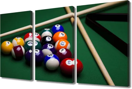 Vista 30 de TUMOVO 3 paneles de juegos de billar y entretenimiento, arte de pared en blanco y negro, arte deportivo moderno, decoración de pared para sala