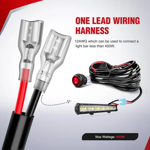 Vista 5 de Nilight Kit de arnés de cableado de barra de luz LED de cobre, 1 cable de 12 AWG resistente 12 V, interruptor de encendido y apagado, fusible