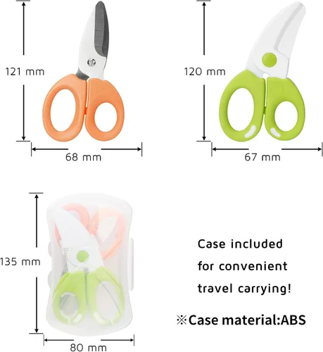 Vista 5 de Juego de tijeras de comida para bebés, tijeras de cocina portátiles de seguridad con estuche de viaje portátil, juego de tijeras de alimentos