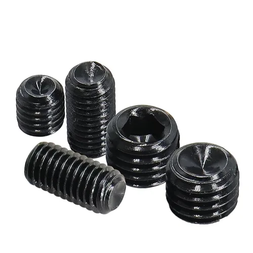 Vista 9 de M2-0.4 x 2 mm tornillos negros con hueco hexagonal, punta de copa sin cabeza, tornillo de seguridad de punta plana, rosca interior hexagonal, acero