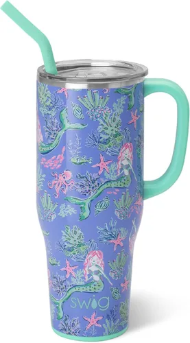 Vista 34 de Swig Life - Taza Mega de 40 onzas, Taza de 40 oz con asa, apta para vasos, apta para lavavajillas, taza aislada extra grande, acero inoxidable