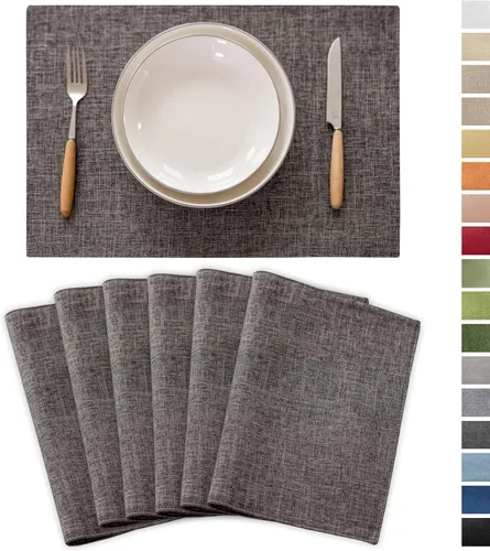 Vista 41 de Demetex - Juego de 4 manteles individuales de mesa de estilo rústico, resistentes al calor, de lino, lavables, de tela, manteles individuales