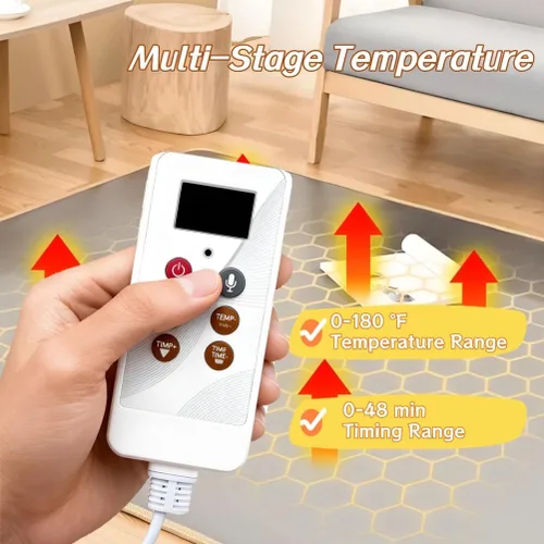 Vista 7 de Heated Floor Rug, Waterproof Heated Floor Mat, Electric Heated Area Rug, Large Heated Area Rugs, Indoor Floor Heater, Timer Fast Heating Adjustment