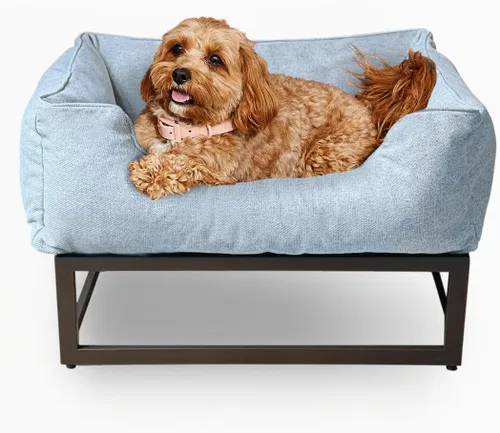Vista 24 de FUZI Cama elevada para perro, camas elevadas de lujo para perros, funda extraíble y lavable a máquina, cama ortopédica para mascotas para interiores