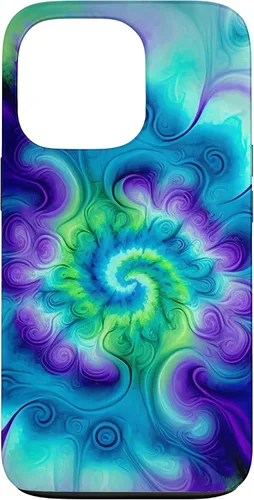 Vista 10 de Tie Dye Colorido Azul Cian Púrpura Verde Diseño Caso para iPhone 17