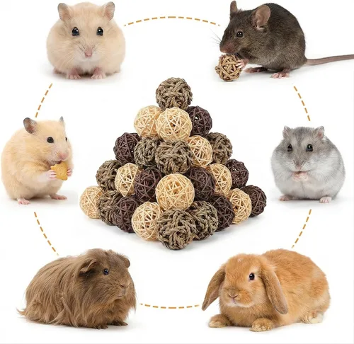 Vista 5 de Paquete de 30 juguetes de conejillos de indias, bolas masticables de animales pequeños, bolas de juego para animales pequeños, juguetes masticables