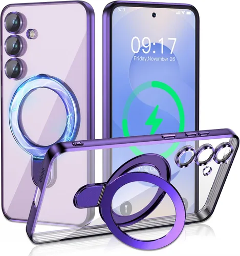 Vista 49 de Funda magnética para iPhone 14 Pro con soporte invisible [compatible con MagSafe] [protector completo de lente de cámara]