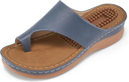 Vista 23 de Sandalias ortopédicas de cuña para mujer: cómodas y elegantes sandalias de verano para mujer, cómodas y casuales para caminar con plataforma