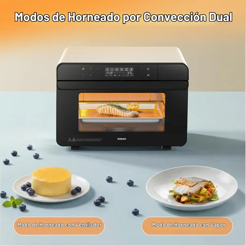 Vista 5 de ROBAM Horno de vapor de convección de encimera 23QT, combo de horno Blanco