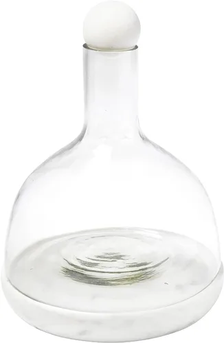 Vista 2 de Santa Barbara Design Studio Jarra de vino de vidrio y mármol de azúcar de mesa, 42 onzas, color blanco