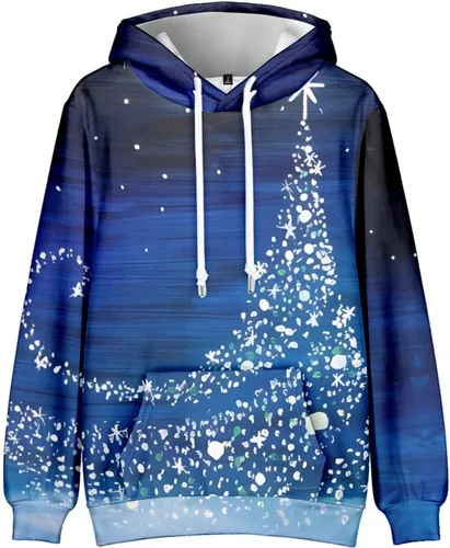 Vista 2 de Christmas Hoodie Men Big And Tall Cotton Lightweight Graphic Ugly Christmas Sweatshirt Personalized Soft Pullover