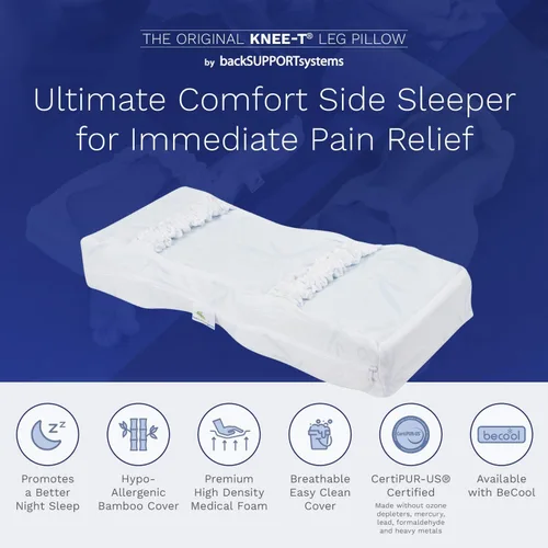 Vista 2 de Back Support Systems Knee-T - Almohada de pierna patentada Almohada de rodilla de espuma de poliuretano de alta resistencia de calidad médica