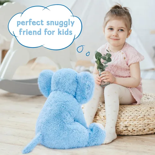 Vista 3 de MorisMos Animal de Peluche Elefante Grande, Compañero de Peluche Suave de Elefante de 19.6 Pulgadas, Regalos para Niñas y Niños, Azul