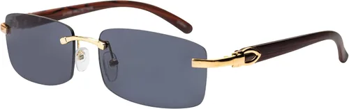 Vista 2 de Gafas de sol de aviador Elite Slim sin montura, rectangulares, metal y madera Paquete de 2: negro-humo