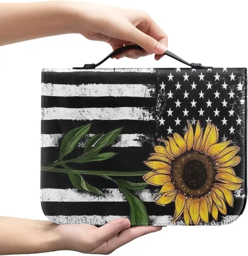 Vista 16 de Bengbobar Fundas para la Biblia con diseño de guepardo de la bandera estadounidense, funda impermeable para libros para mujeres y hombres, funda