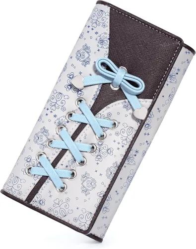 Vista 5 de UTO Cartera RFID para mujer, de gran capacidad, de piel sintética, tarjetero, funda para teléfono, bolsillo con cremallera, embrague